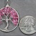 Tree of Hope - Pink Topaz Tree of Life Pendantin Sterling Silver Wire Wrapped Breast Cancer Awareness