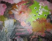 GLITTER WITCH PURGATORY - One of a Kind Original Painting With Different Colors of Acrylic Paint, Silver Glitter, Googly Eyes, Other Snips