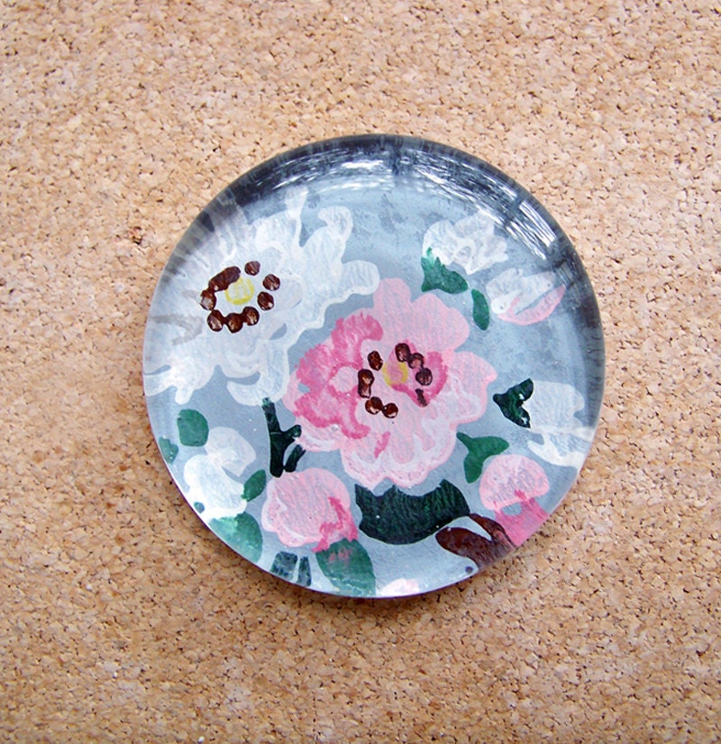 Vintage Wallpaper Paperweight - Pink Floral