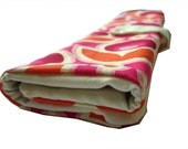 straight knitting needle organizer - pink and orange mod flowers