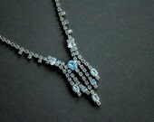 Blue Rhinestone Dangle Necklace