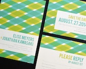 Overlapping Striped Wedding Invitation Collection
