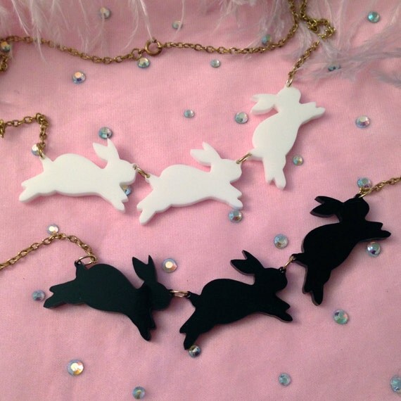 Opaque Acrylic Bouncing Bunnies Necklace