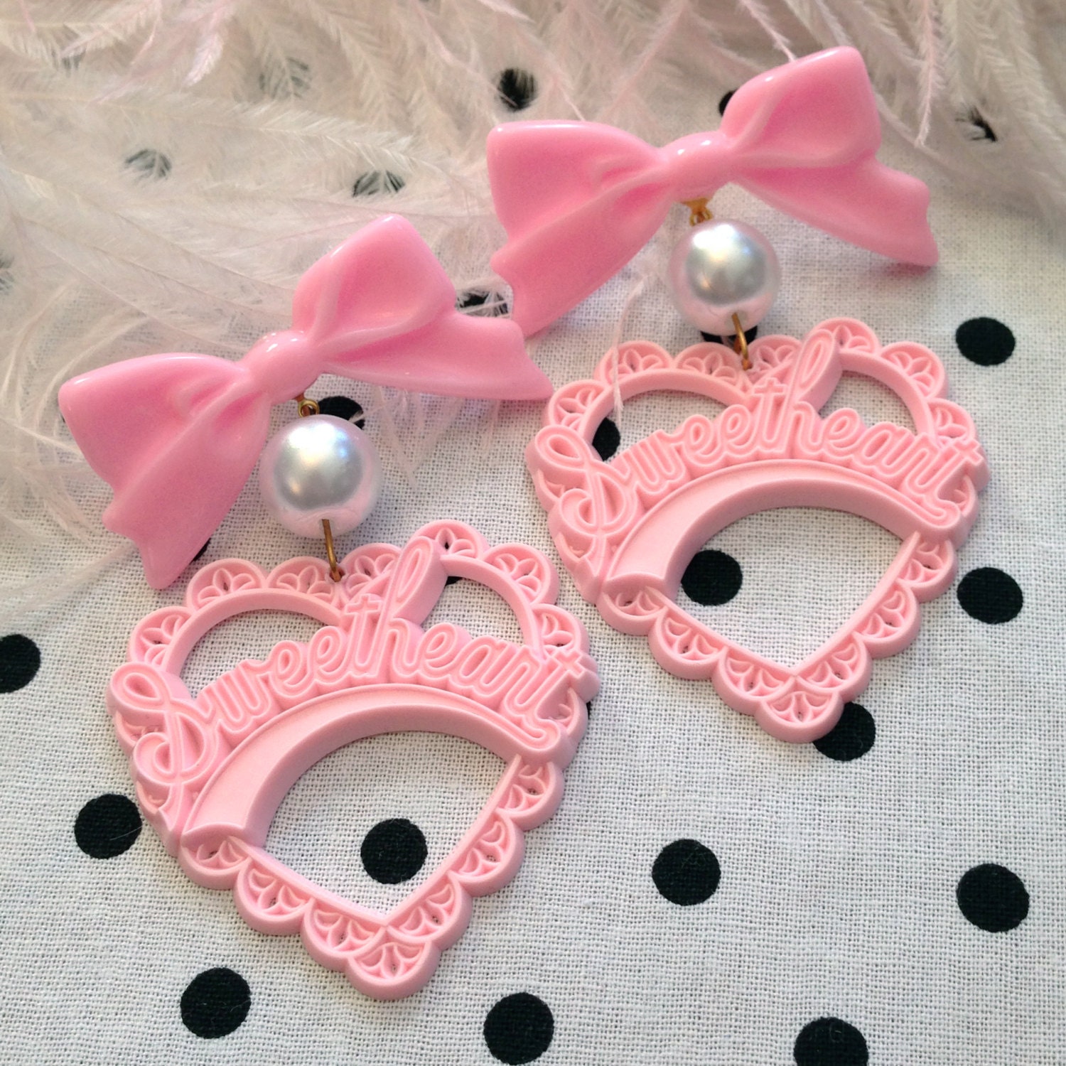 Girly Pink Sweetheart Earrings