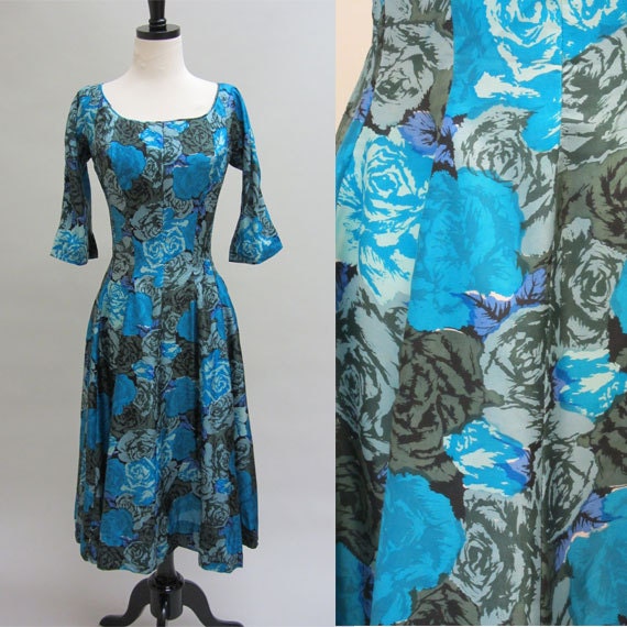 Vintage, Suzy Perette 1950s, Rose, Cocktail Dress, Silk