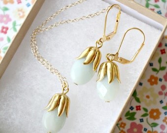 Pale Aqua Semi Precious Amazonite Gemstone Gift Set