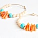 Turquoise and Coral Gemstone Gold Filled Hoops