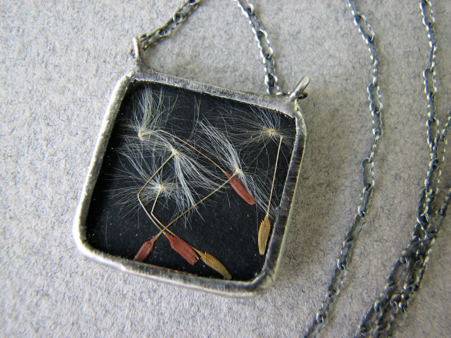 Dandelion fluff necklace