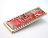 Computer Circuit Board Tie Bar Tie Clip Red Graduation Fathers Day Gift