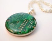 Circuit Board Necklace Green Recycled Computer Jewelry