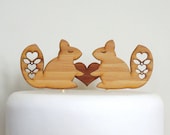 Cute Squirrels Cake Topper - Bamboo - Wedding Cake Topper - Rustic Wedding - Modern Wedding