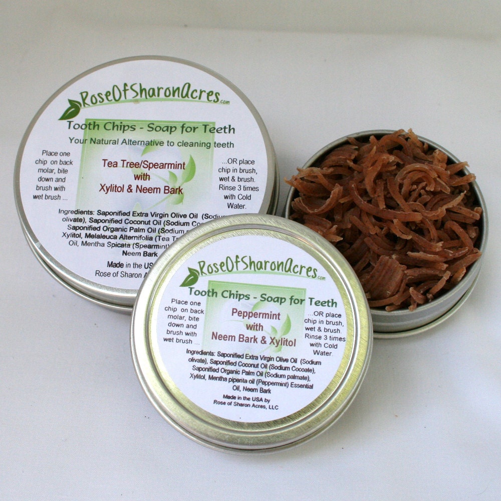 Neem Bark and Xylitol Tooth Chips - 2 oz container - from Rose of Sharon Acres