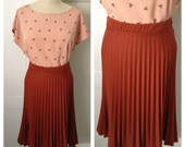Vintage Rust orange pleated accordion skirt