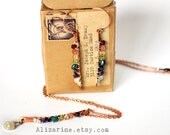 Pride - Hammered copper necklace and earrings set with rainbow gemstones