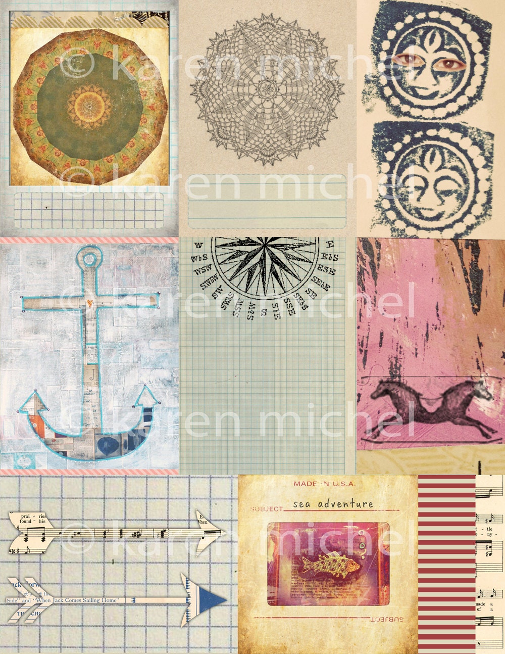 INSTANT DOWNLOAD - Art Journal Digital Collage Sheet