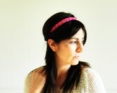 Crocheted romantic headband candy pink- Saudades