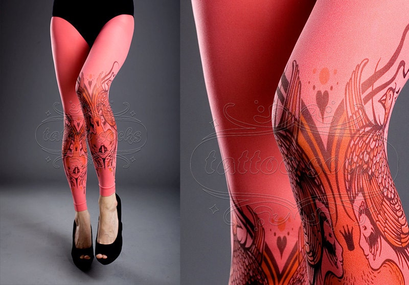 NEW pink one size Birds and Ladies full length printed skinny tights pantyhose summer spring