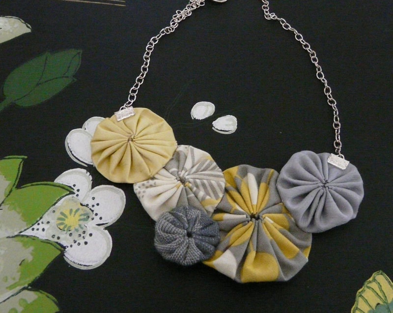 partly sunny - cotton and silk yo-yo necklace
