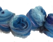 Textured, glittery fiber art felting, spinning batt, "Blue Butterfly"