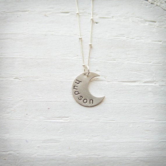 Over the Moon Necklace - Personalized Pendant in Sterling Silver
