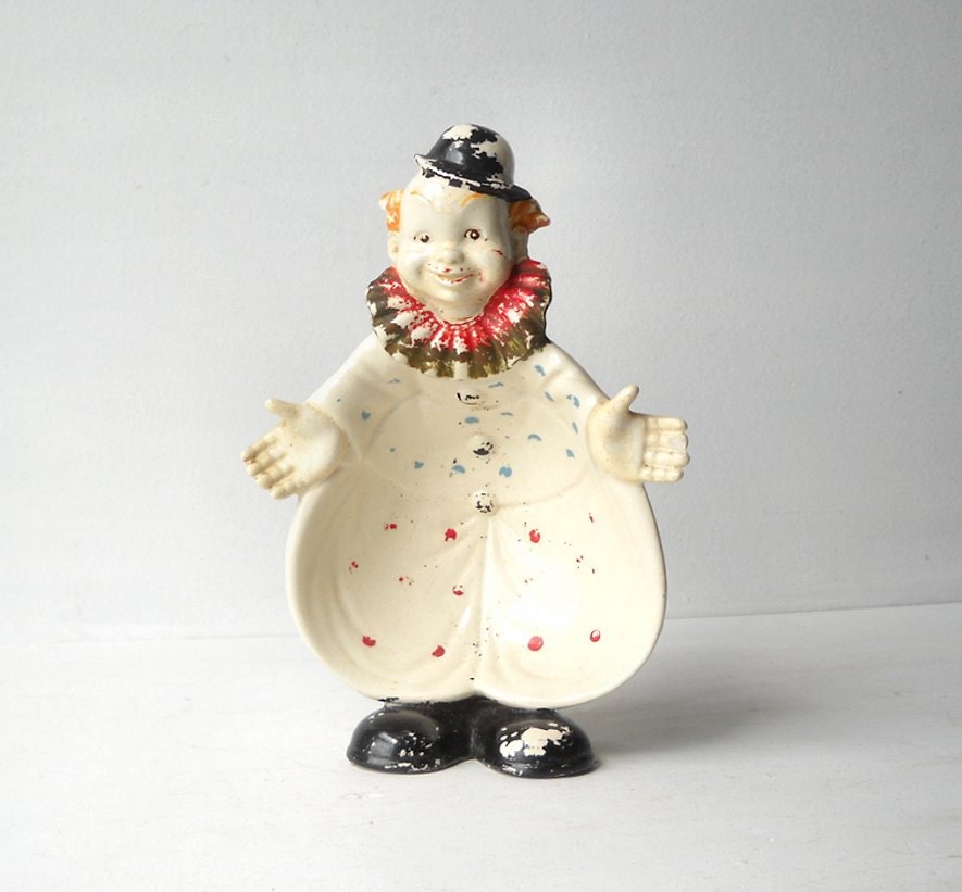 Vintage Circus Clown Bowl - Ceramic Carnival Candy Dish - Nut Tray