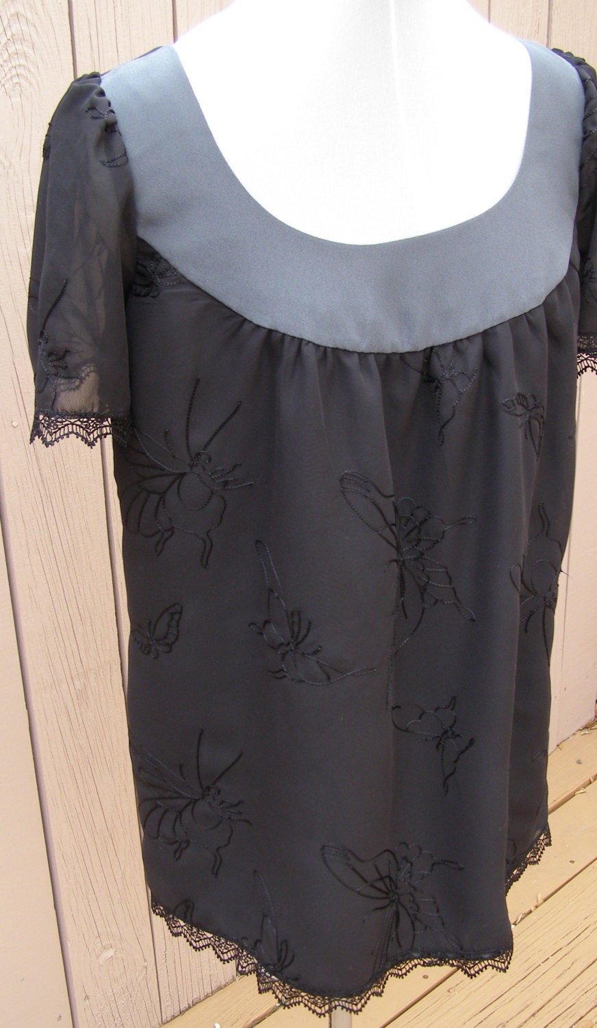 Evening Butterflies Fly So Free Boho Lace Edge Top Blouse