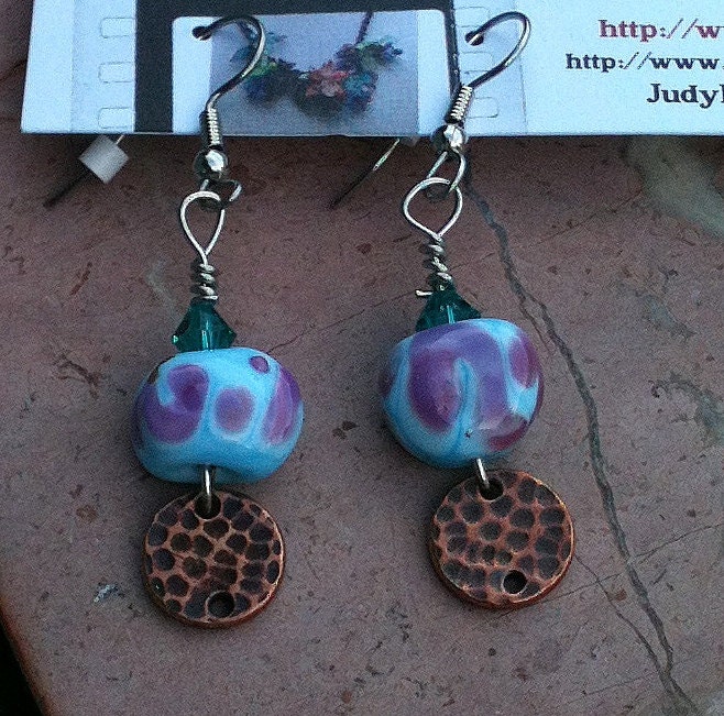 Lampwork earrings with copper CGGE SRA