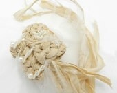 Bridal Cuff, Wedding Jewelry, Flower Girl Bracelet, Boho Wedding, Fabric Jewelry, Extra Small, Upcycled Jewelry