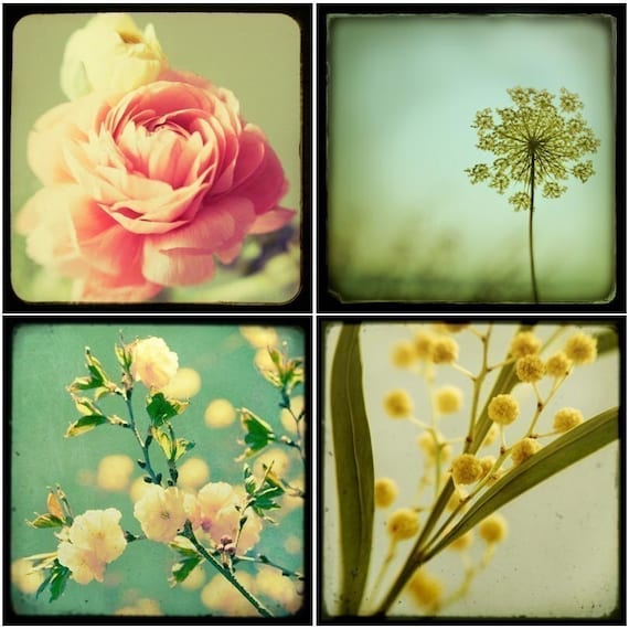 Flower Photography - TTV Flowers Print Set - Botanical Decor, Vintage Style Wall Decor, Pastel, Spring Floral Collection, Feminine, Romantic