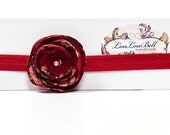 Wine Toddler Headband - Shabby Flower Blossom Baby Headband