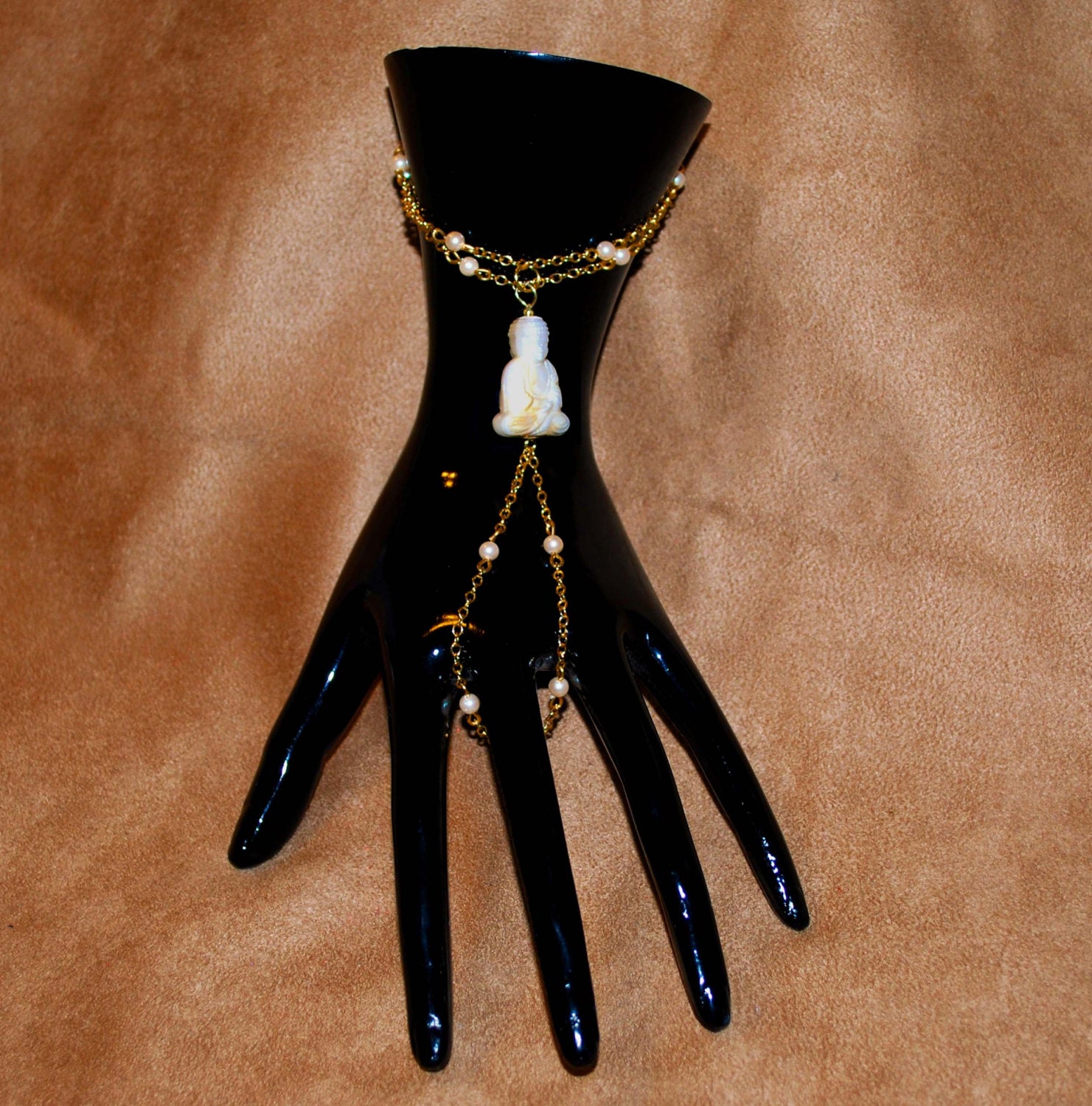 Buddha Slave Bracelet on Vintage chain with time pearls