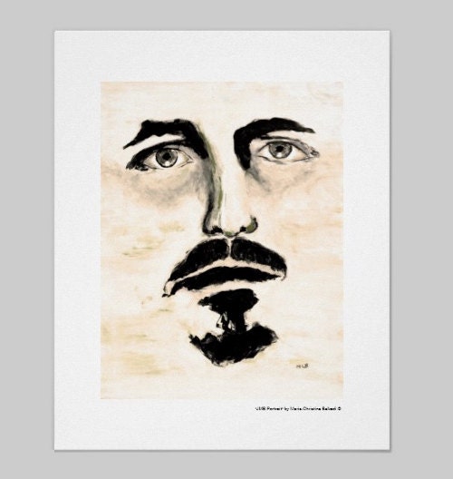 Art Portrait Painting Poster Print Father's Day Surreal Beige Poster Ghost Portrait Original Art Print Wall Hanging 16"x 20" Poster