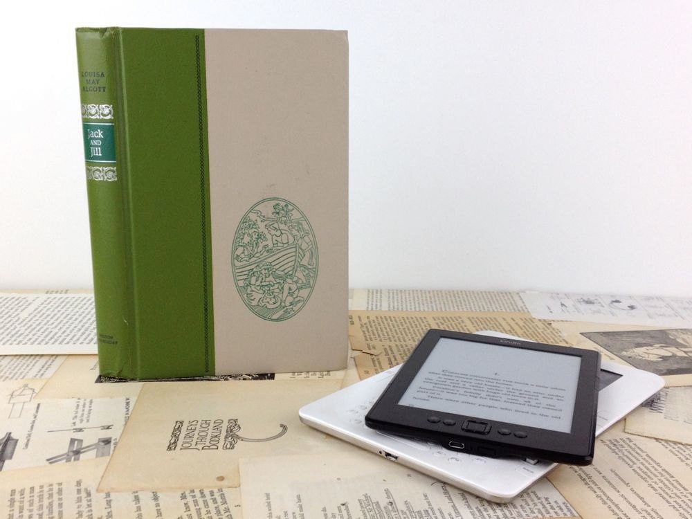 Jack and Jill Custom Kindle cover, Nook cover or iPad mini cover - custom device case custom from recycled vintage book