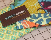 Floral Geometric and Dot Modern Cotton Fat Quarter FQ Bundle 2 prints Turquoise Yellow Quilting Sewing Notting Hill and Field Study