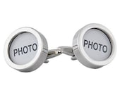 DIY Customizable Cufflinks for Photo or other Flat Object  Silver 20mm Round