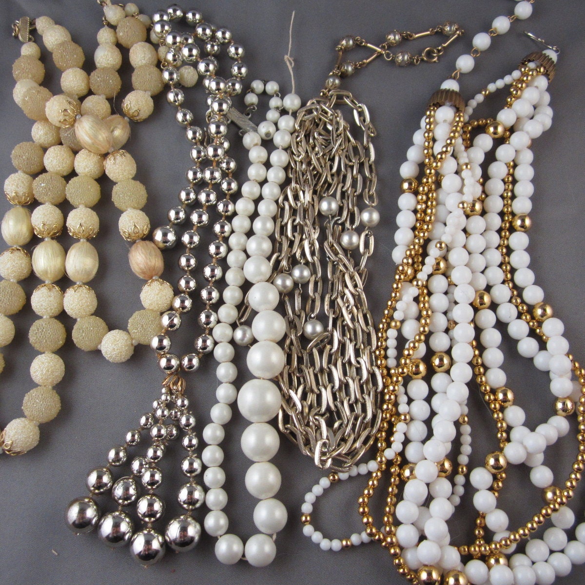Vintage Jewelry Lot Wear Repair Silver Gold Pearl and White Beads
