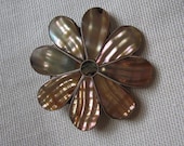 Vintage Abalone Mother of Pearl Floral Pin