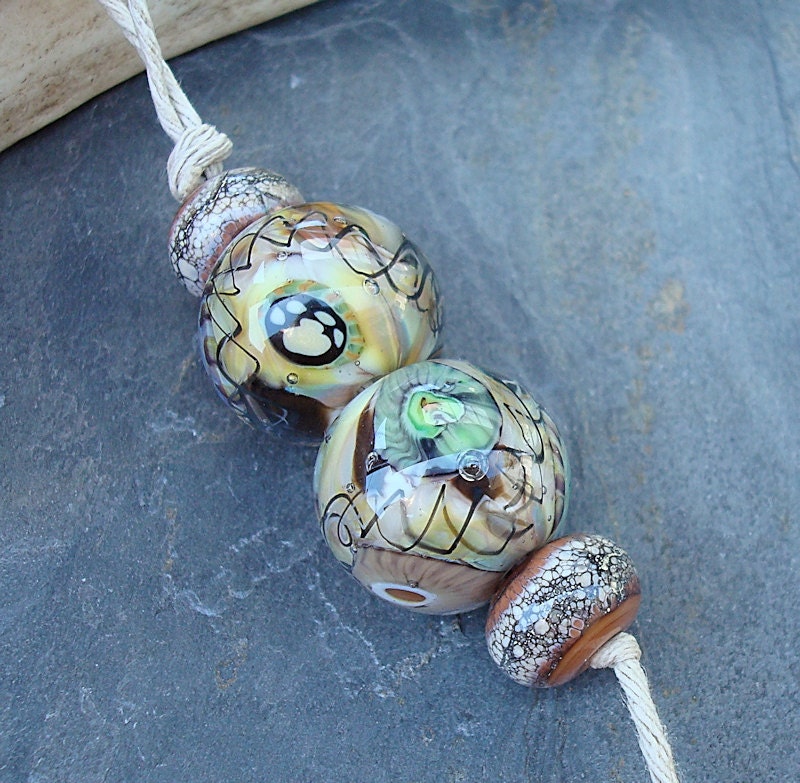 Loribeads - Confetti Balls Earthy - SRA handmade glass lampwork beads