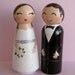 Hand Painted Love Boxes Custom Wedding Bride Groom Cake Topper Kokeshi Peg Dolls Wood