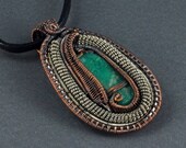 Delirium - Russian Amazonite, Copper and Sterling Silver Pendant - CLEARANCE