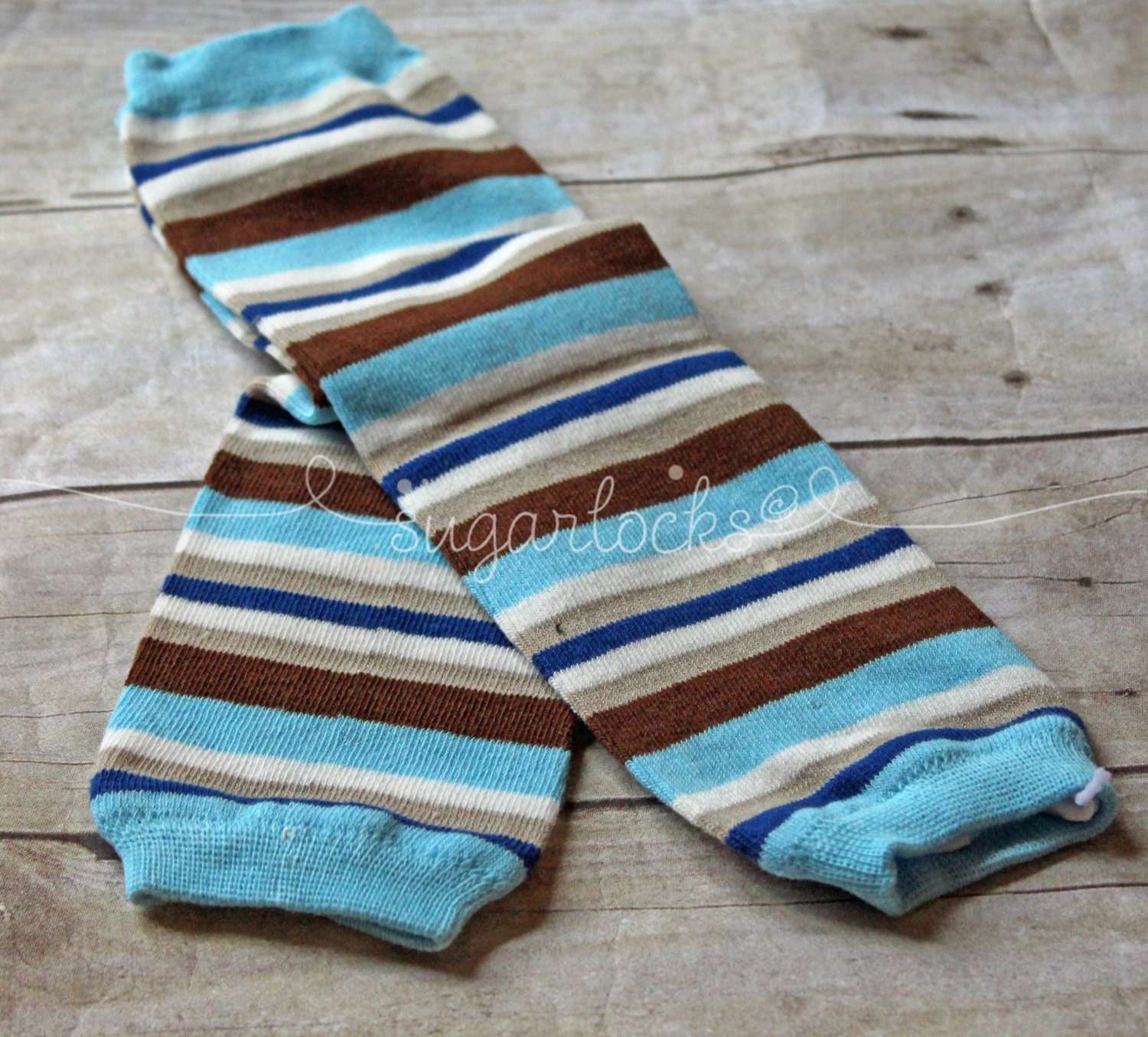Ready to ship Leg Warmers Blue and Brown Boy Stripe Dance, Arm Warmers, Gymanstics, Costume, Pagent, Birthday