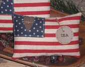 3 Primitive Patriotic July 4 USA Replica Flag Mini Pillows Ornies Bowl Fillers Tucks Shelf Sitters