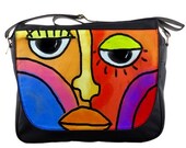 Colorful Abstract Face Messenger Bag Casual Handbag Original Digital Painting