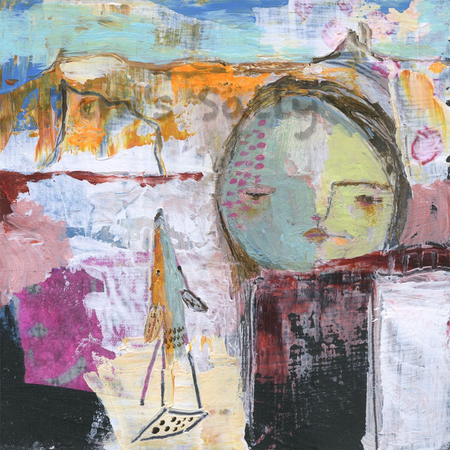From the Red Rock - 4x4 mixed media art print by Mindy Lacefield
