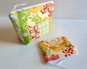 Cosmetic Case Makeup Bag Zipper Pouch Set of 2 Quilted Patchwork Meadowsweet