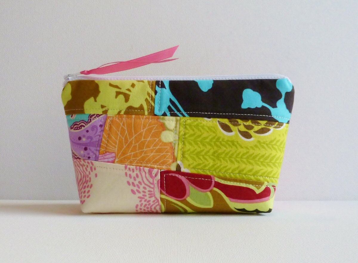 Cosmetic Case Makeup Bag Zipper Pouch Quilted Patchwork