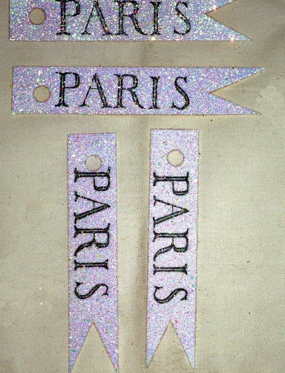 Paris Glitter Flag - Label - Gift Tags by Bluebird Lane - Set of 30