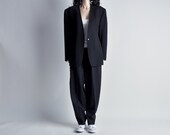 black THIERRY MUGLER oversized menswear-inspired blazer jacket / m / l