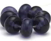 Handmade Lampwork Spacer Bead Set Ink Blue Purple Transparent SRA