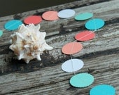 Coral and Teal Wedding Decorations . 10 ft Paper Garland . Summer Wedding / Garden Party Decor